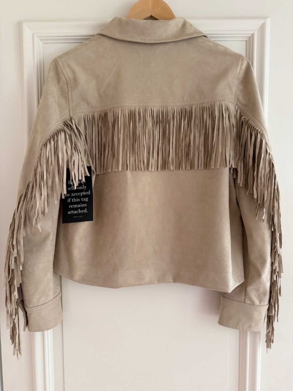 NWT Tuckernuck Hyacinth House Biscotti Faux Suede Fringe Lauren Jacket Small - Picture 4 of 8